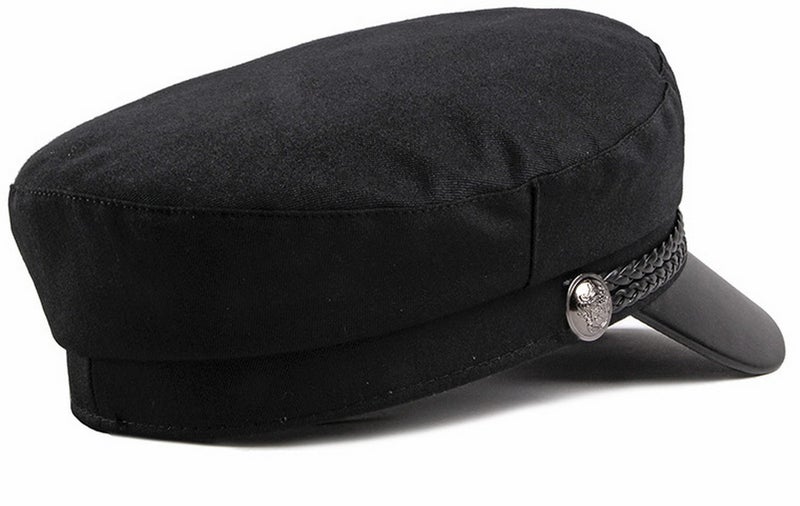 Brcus Men Women Yacht Captain Sailor Hat Newsboy Cabbie Baker Boy Peaked Beret Cap Black - Image 4